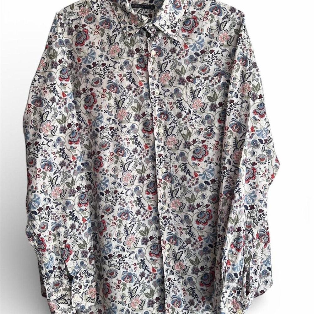 Mason's Floral Print Men's Long Sleeve Button Down XXL Italian Cotton